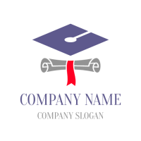 Paper Scroll and Academic Cap Logo Design