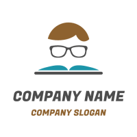 Studying Kid with Book and Glasses Logo Design