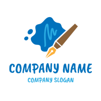 Writing Pen and Spilled Ink Logo Design