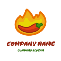 Hot Spicy Burning Pepper in a Flame Logo Design
