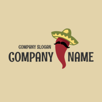 Mister Chili Pepper with Mustache Logo Design