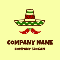Sombrero with Two Hot Peppers Logo Design