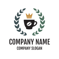 Coffee Logo | Cup with Crown and Wreath