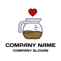 Coffee Logo | Glass Teapot with Red Heart