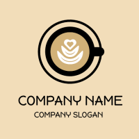Coffee Logo | Mug with Hot Cappuccino and Heart