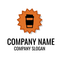 Orange Coffee Cup Emblem Logo Design