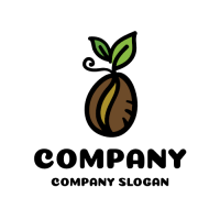 Premium Fresh Coffee with Green Leaves Logo Design