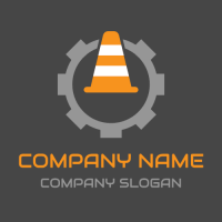 Construction Logo | Traffic Cone and Grey Gear