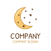 Biscuit Moon with Chocolate Stars Logo Design