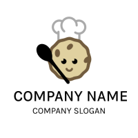 Cute Biscuit Chef with Spoon Logo Design