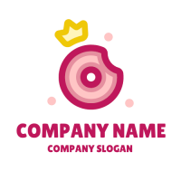 Doughnut Logo | Bright Pink Donut with Golden Crown
