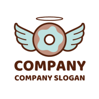 Doughnut Logo | Chocolate Donut with Wings