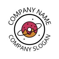 Space Doughnut with Black Stars Logo Design