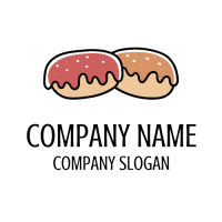 Doughnut Logo | Two Doughnuts with Icing Sugar