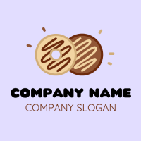 Vanilla and Choco Drizzled Donuts Logo Design