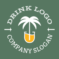 Glass of Refreshing Drink with a Palm Tree Logo Design
