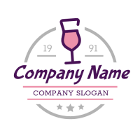 Pink Coctail in Purple Goblet Logo Design