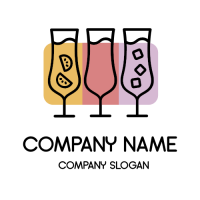 Three Colorful Cocktail Glasses Logo Design