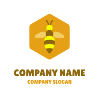 Honey Logo | Bee Inside an Orange Hexagon