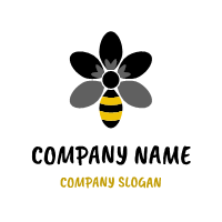 Black Flower As a Striped Bee Logo Design