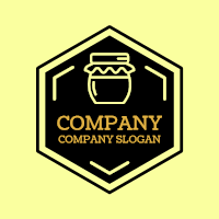 Honey Logo | Black Hexagon with Glass Jar