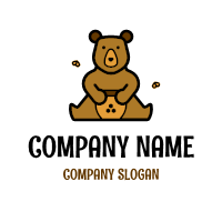 Brown Teddy Bear with Honey Pot Logo Design