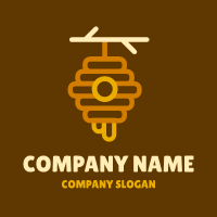 Honey Logo | Orange Hive on the Wooden Twig