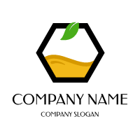 Orange Juice in Black Hexagon Logo Design