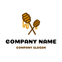 Pair of Wooden Honey Dippers Logo Design