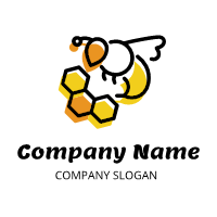 Honey Logo | Three Hexagons with Colorful Bee