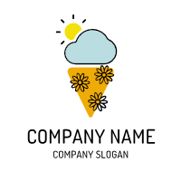 Ice Cream Logo | Light Blue Cloud and Orange Cone