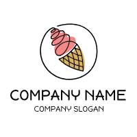 Ice Cream Logo | Minimalist One Line Frozen Cream