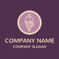 Purple Ice Cream with Cherry Logo Design