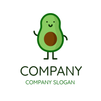 Friendly Smiling Green Avocado Logo Design