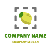 Lemon and Leaf in Frame Logo Design