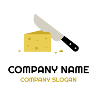 Slice of Cheese and Sharp Knife Logo Design