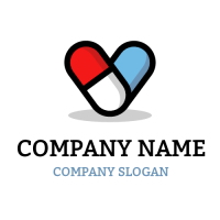Red and Blue Pills Like Heart Logo Design