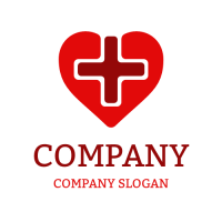 Red Cross Inside the Heart Logo Design