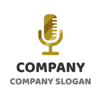 Golden Microphone for Records Logo Design