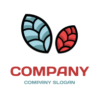 Light Blue and Red Leaves Logo Design
