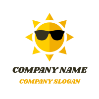 Sun with Black Sunglasses Logo Design