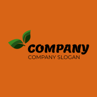 Green Leaves on the Orange Background Logo Design