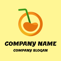 Orange Juice with Green Straw Logo Design