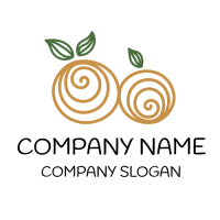 Orange Roses with Green Leaves Logo Design