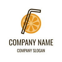 Orange Logo | Orange Slice and Black Straw