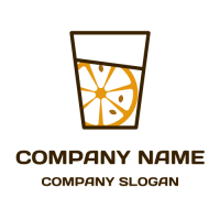 Orange Slice with Three Pits in a Glass Logo Design