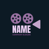 Retro Cinema Camera on Dark Background Logo Design