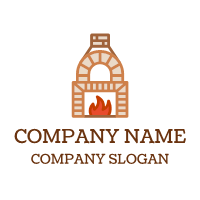 Pizza Logo | Red Flames in Stone Oven