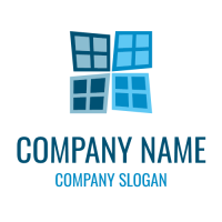 Four Blue Windows Figure Logo Design