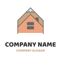 Realestate & Property Logo | Orange House and Mountain